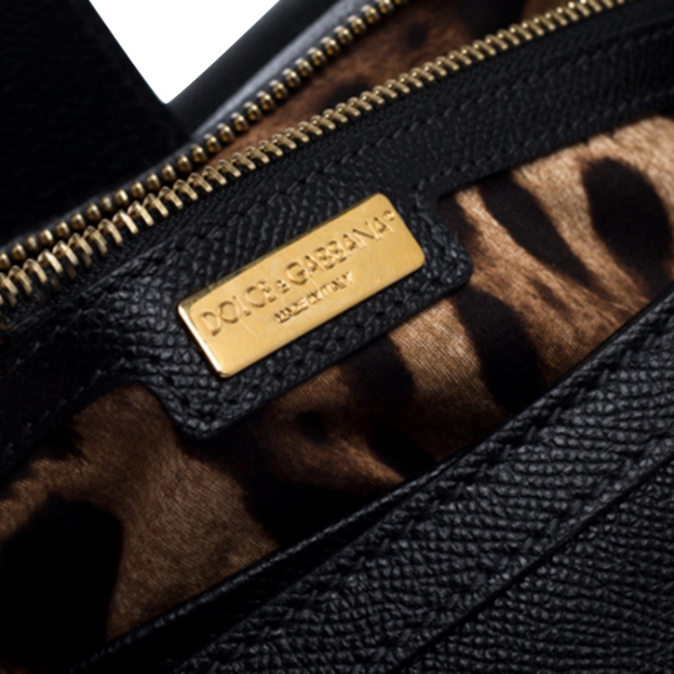 مملوكة مسبقًا Dolce and Gabbana Black Dauphine Leather Large Miss Sicily Top Handle Bag