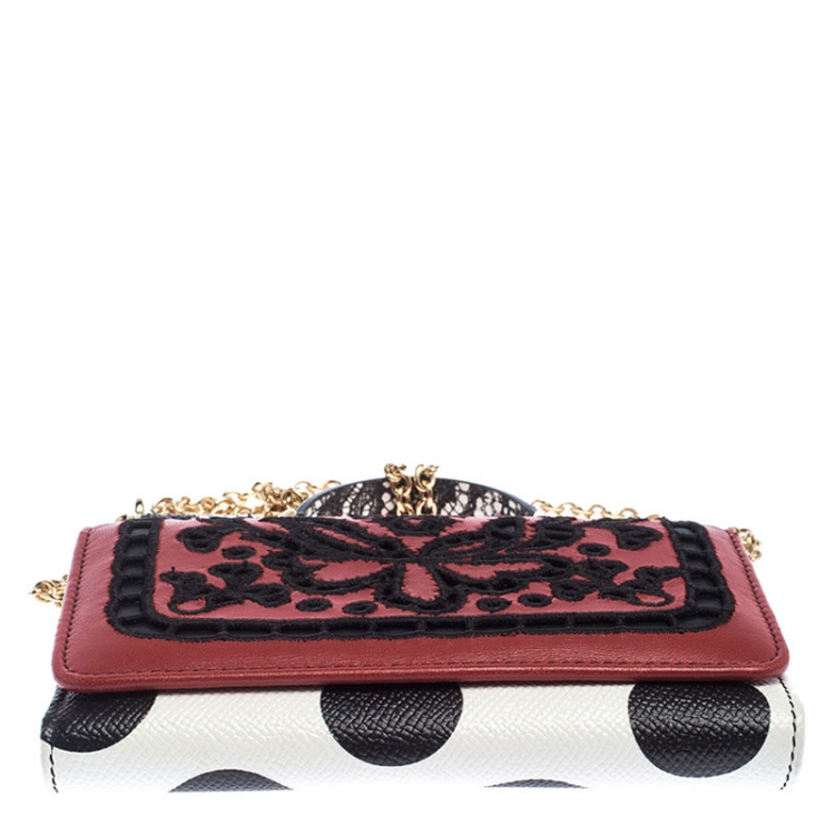 Pre Owned Dolce & Gabbana Multicolor Lasercut Embroidered Leather Polka Dot Sicily Von Smartphone Bag