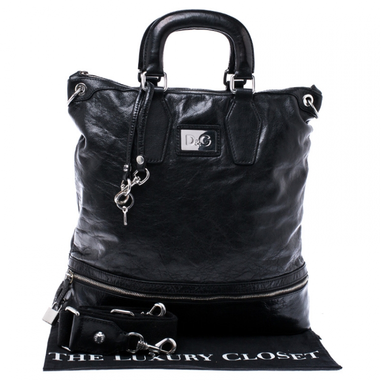 Pre Owned Dolce & Gabbana Black Leather Tote