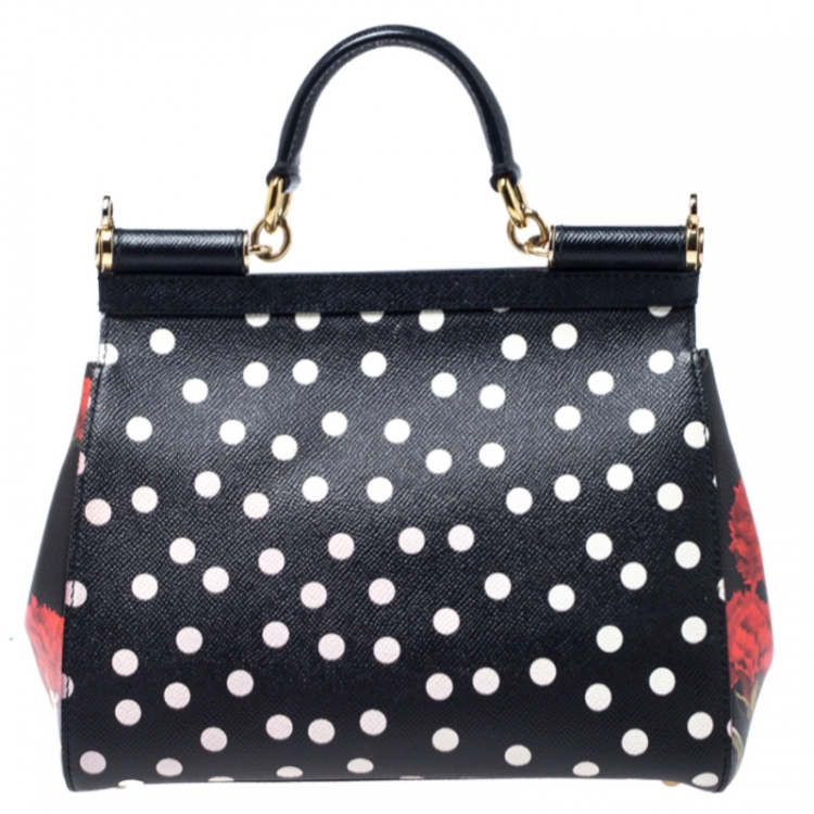 مملوكة مسبقًا Dolce and Gabbana Multicolor Poka Dots Floral Leather Medium Miss Sicily Tote