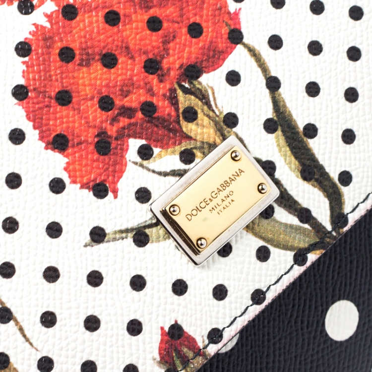 مملوكة مسبقًا Dolce and Gabbana Multicolor Poka Dots Floral Leather Medium Miss Sicily Tote