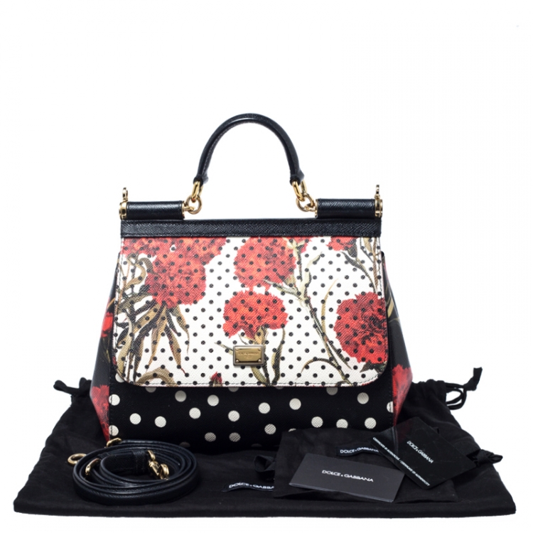 مملوكة مسبقًا Dolce and Gabbana Multicolor Poka Dots Floral Leather Medium Miss Sicily Tote