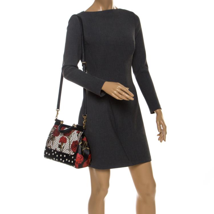 مملوكة مسبقًا Dolce and Gabbana Multicolor Poka Dots Floral Leather Medium Miss Sicily Tote