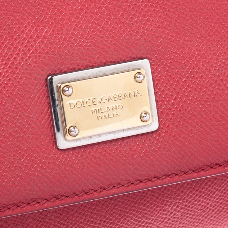 Pre Owned Dolce & Gabbana Red Leather Medium Miss Sicily Top Handle Bag