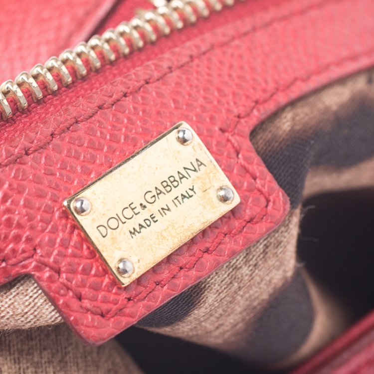 Pre Owned Dolce & Gabbana Red Leather Medium Miss Sicily Top Handle Bag