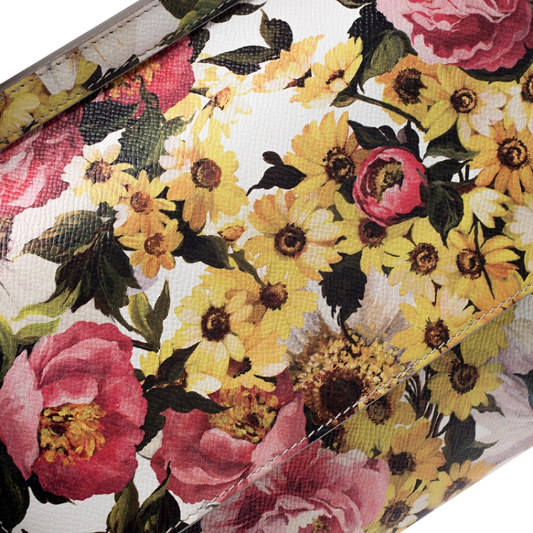 Pre Owned Dolce and Gabbana Multicolor Floral Print Leather Medium Miss Sicily Top Handle Bag