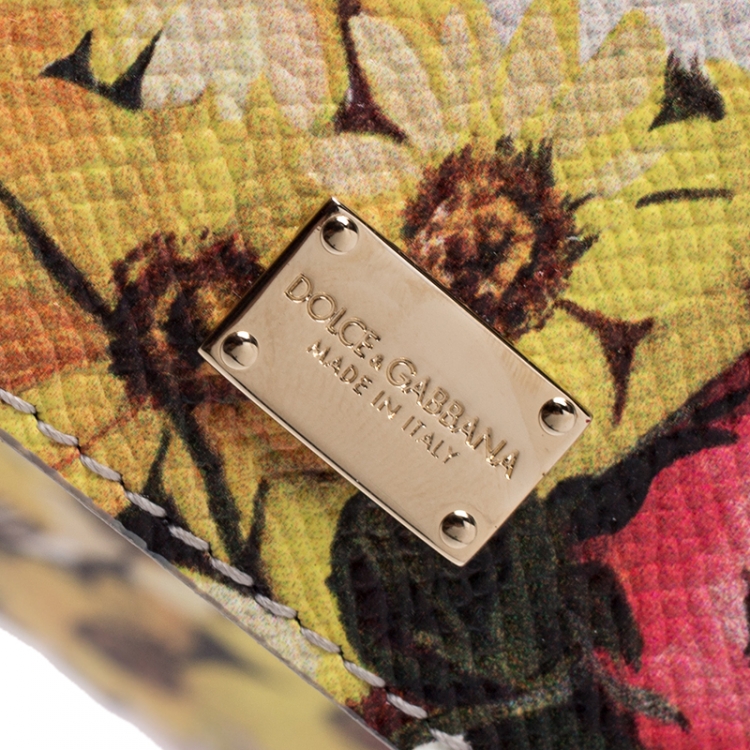Pre Owned Dolce and Gabbana Multicolor Floral Print Leather Medium Miss Sicily Top Handle Bag