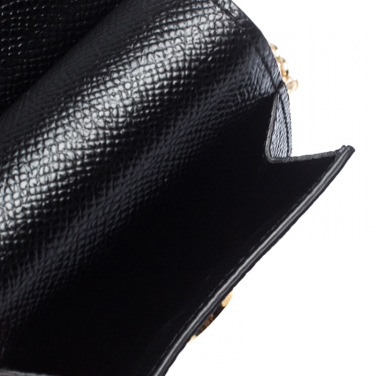 Pre Owned Dolce and Gabbana Black Leather Miss Sicily Phone Holder Crossbody Bag