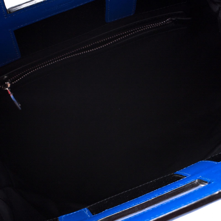 Pre Owned Dolce and Gabbana Black/Blue Nylon and Leather Hashtag Tote