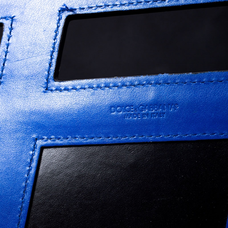 Pre Owned Dolce and Gabbana Black/Blue Nylon and Leather Hashtag Tote
