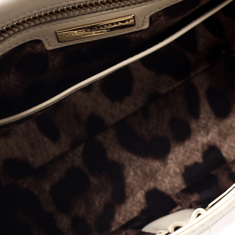 Pre Owned Dolce And Gabbana Beige Eel  Leather Medium Miss Sicily Bag