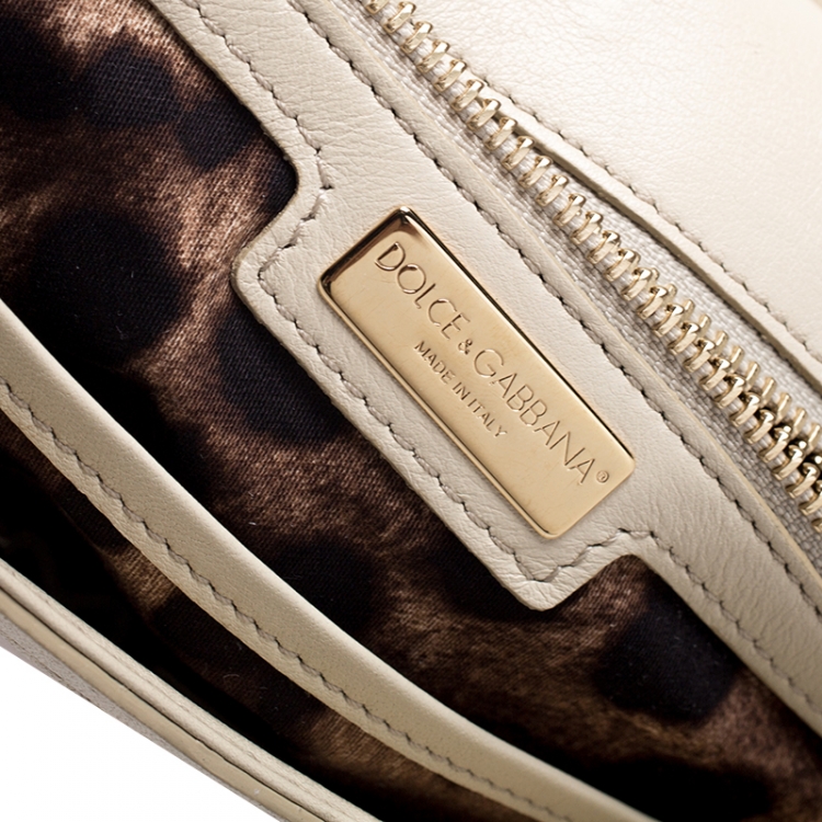 Pre Owned Dolce And Gabbana Beige Eel  Leather Medium Miss Sicily Bag