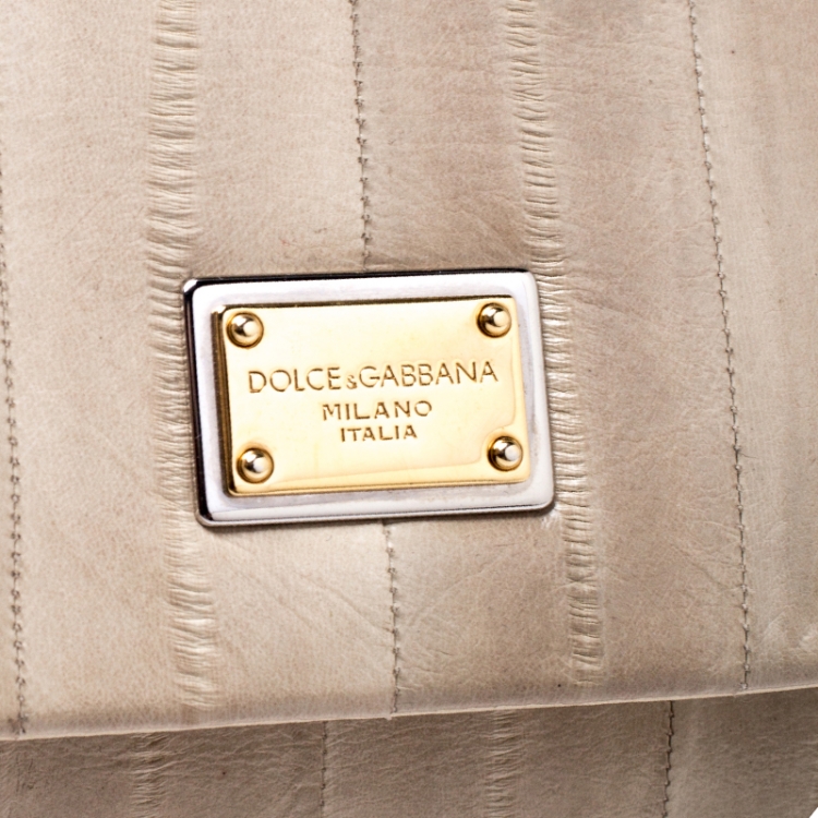 Pre Owned Dolce And Gabbana Beige Eel  Leather Medium Miss Sicily Bag