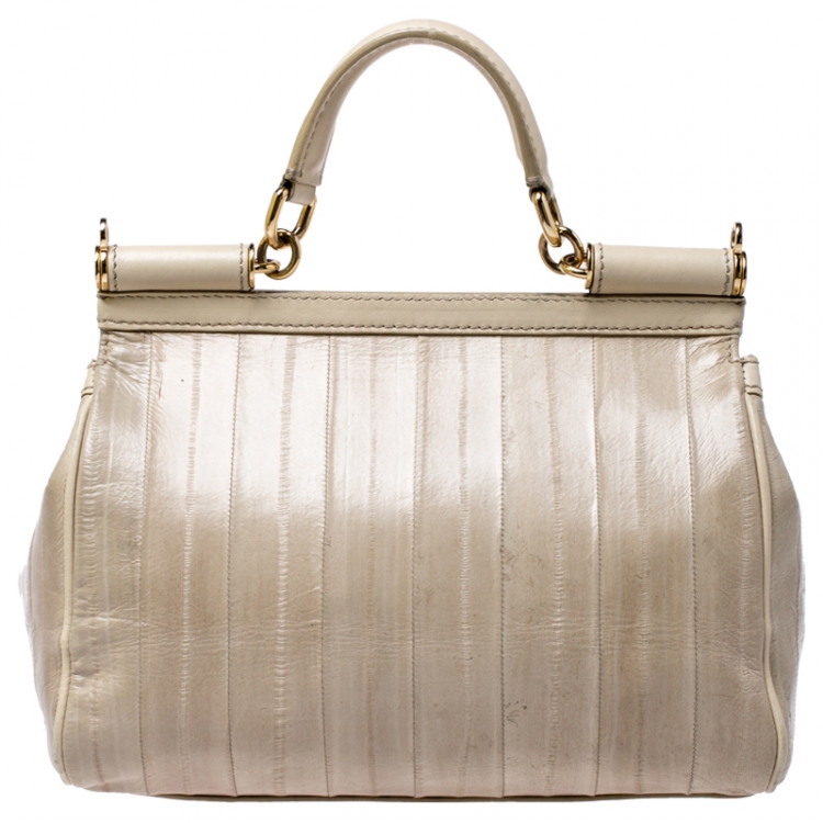 Pre Owned Dolce And Gabbana Beige Eel  Leather Medium Miss Sicily Bag