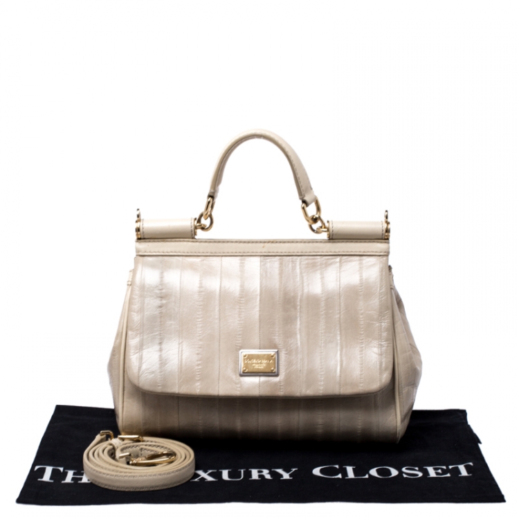 Pre Owned Dolce And Gabbana Beige Eel  Leather Medium Miss Sicily Bag