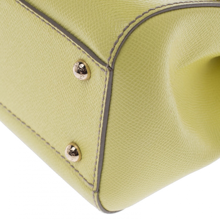 Pre Owned Dolce and Gabbana Yellow Leather Medium Miss Sicily Top Handle Bag