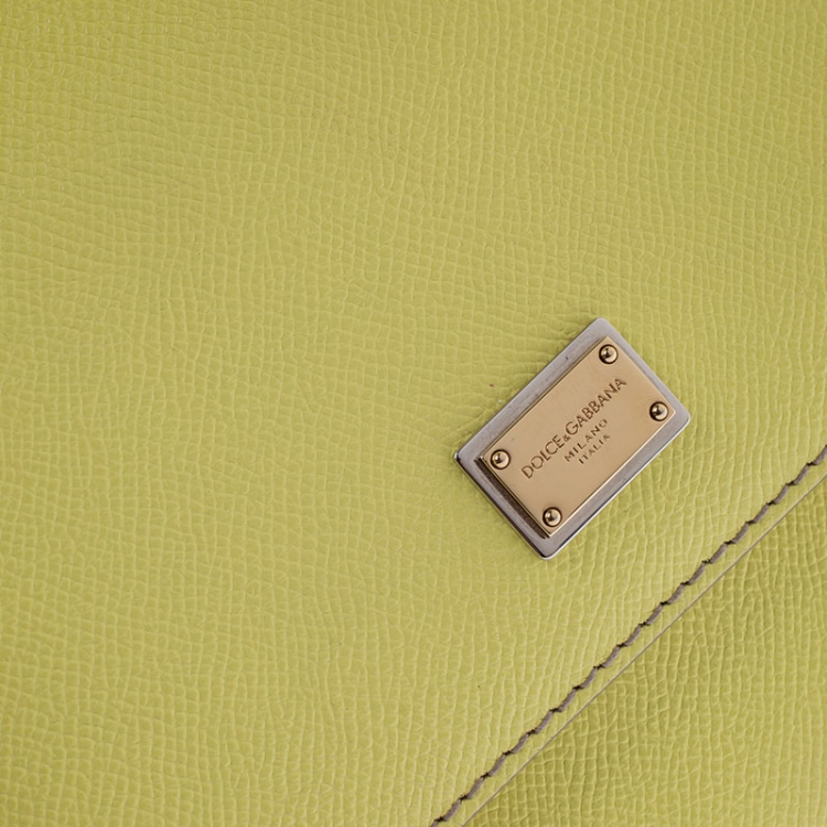 Pre Owned Dolce and Gabbana Yellow Leather Medium Miss Sicily Top Handle Bag