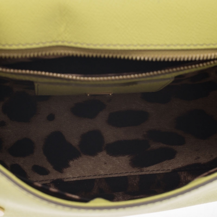 Pre Owned Dolce and Gabbana Yellow Leather Medium Miss Sicily Top Handle Bag