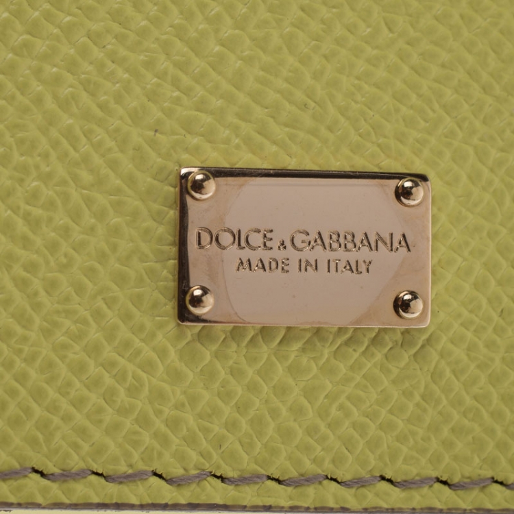Pre Owned Dolce and Gabbana Yellow Leather Medium Miss Sicily Top Handle Bag