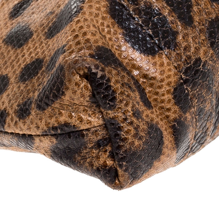 Pre Owned Dolce & Gabbana Leopard Lizard Chain Pouch