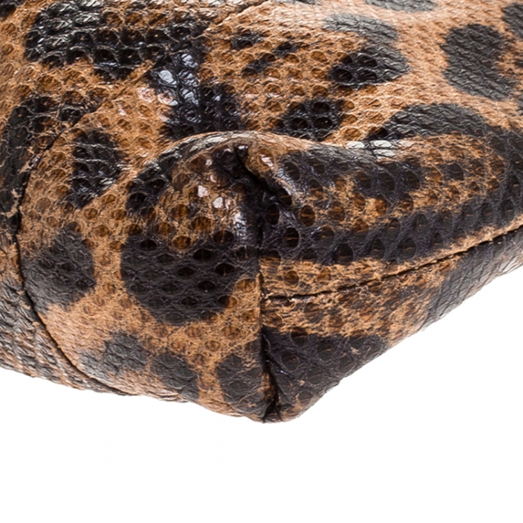 Pre Owned Dolce & Gabbana Leopard Lizard Chain Pouch
