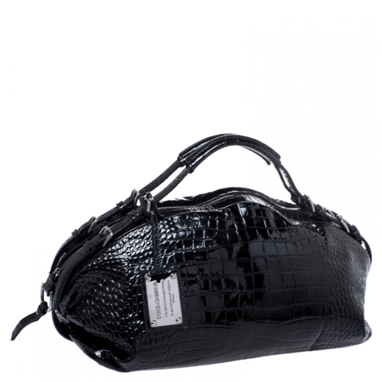 Pre Owned Dolce & Gabbana Black Patent Leather Miss Bunny Tote