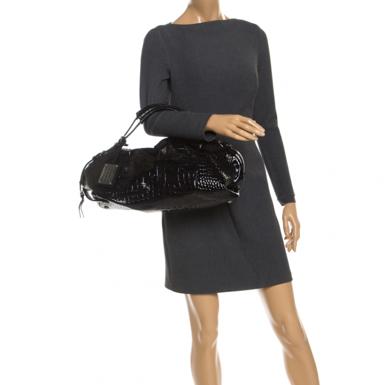 Pre Owned Dolce & Gabbana Black Patent Leather Miss Bunny Tote