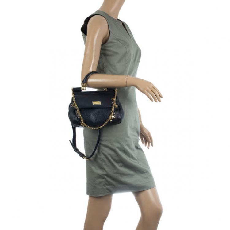 Pre Owned Dolce and Gabbana Black Leather Mini Miss Sicily Belt Bag