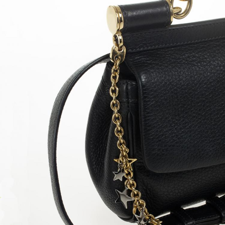 Pre Owned Dolce and Gabbana Black Leather Mini Miss Sicily Belt Bag