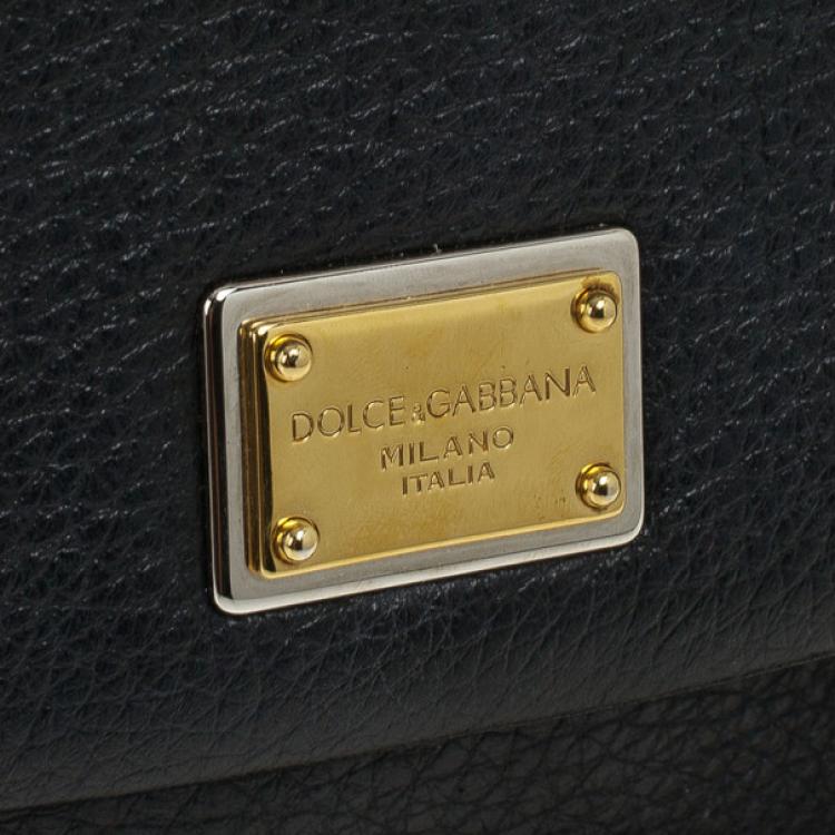 Pre Owned Dolce and Gabbana Black Leather Mini Miss Sicily Belt Bag