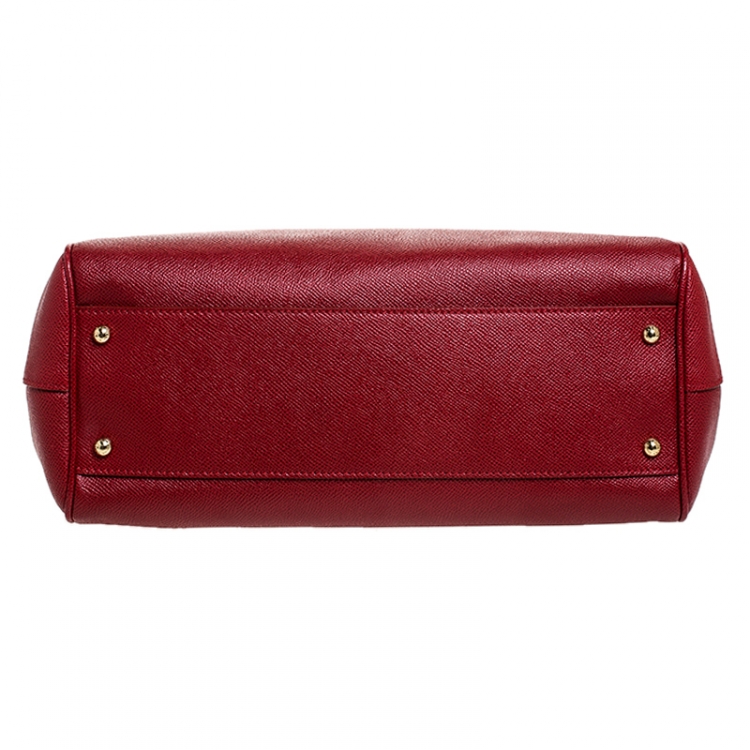 Pre Owned Dolce & Gabbana Red Dauphine Leather Medium Miss Sicily Bag