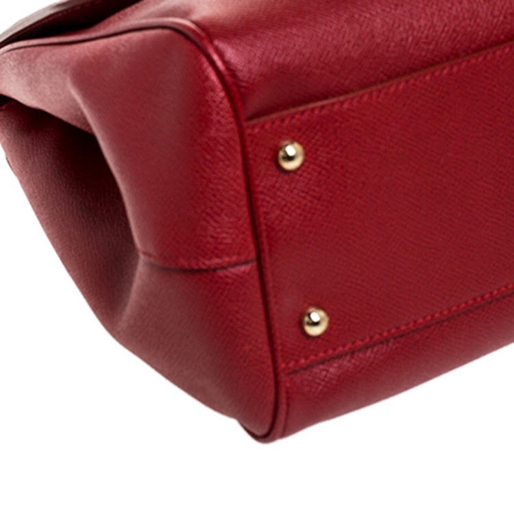 Pre Owned Dolce & Gabbana Red Dauphine Leather Medium Miss Sicily Bag
