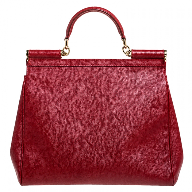 Pre Owned Dolce & Gabbana Red Dauphine Leather Medium Miss Sicily Bag