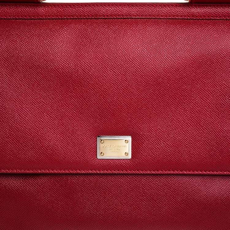 Pre Owned Dolce & Gabbana Red Dauphine Leather Medium Miss Sicily Bag