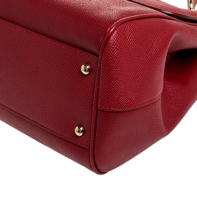 Pre Owned Dolce & Gabbana Red Dauphine Leather Medium Miss Sicily Bag