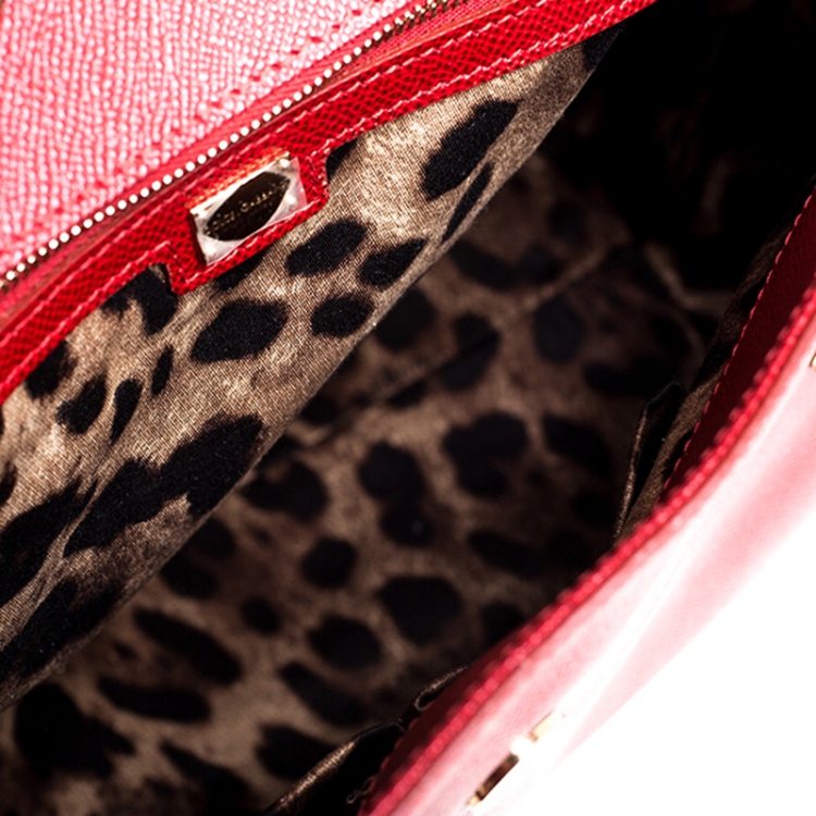 Pre Owned Dolce & Gabbana Red Dauphine Leather Medium Miss Sicily Bag
