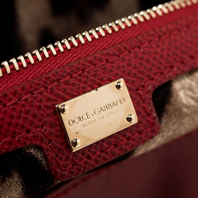 Pre Owned Dolce & Gabbana Red Dauphine Leather Medium Miss Sicily Bag