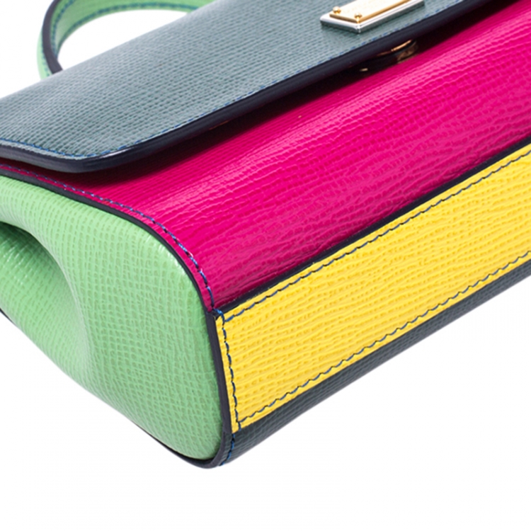 Pre Owned Dolce and Gabbana Multicolor Leather Mini Sicily Top Handle Bag