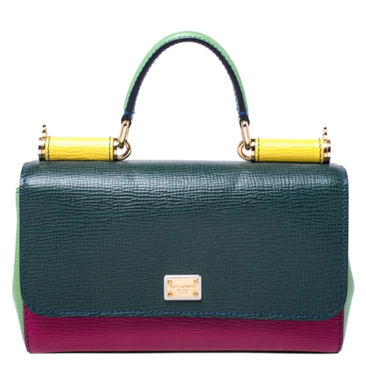Pre Owned Dolce and Gabbana Multicolor Leather Mini Sicily Top Handle Bag