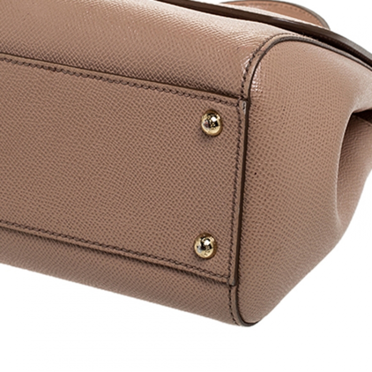 Pre Owned Dolce and Gabbana Beige Dauphine Leather Medium Miss Sicily Top Handle Bag