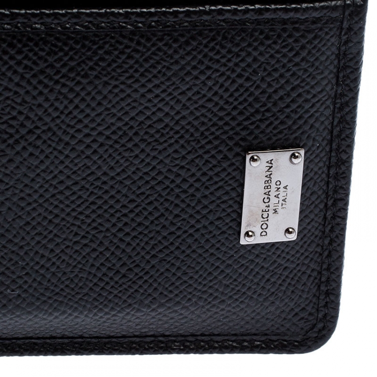 Pre Owned Dolce and Gabbana  Black Leather Long Zip Card Holder