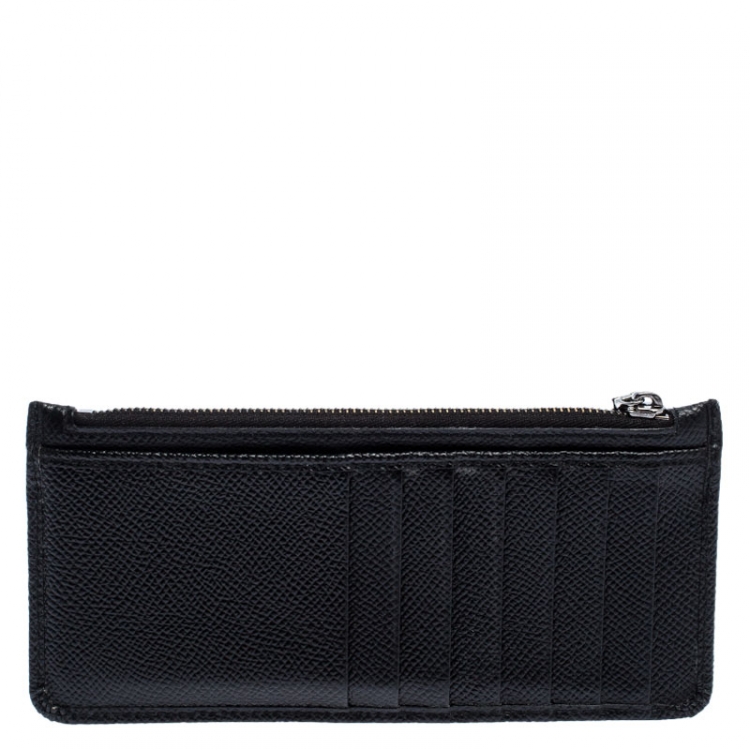 Pre Owned Dolce and Gabbana  Black Leather Long Zip Card Holder