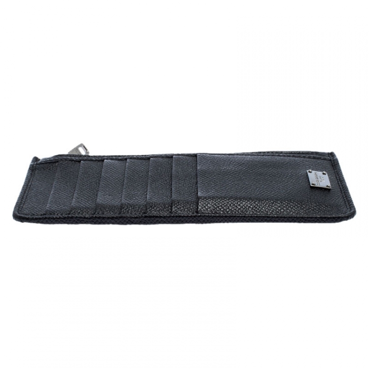 Pre Owned Dolce and Gabbana  Black Leather Long Zip Card Holder