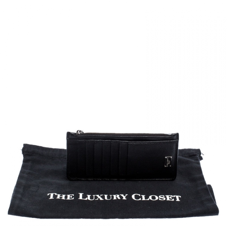 Pre Owned Dolce and Gabbana  Black Leather Long Zip Card Holder