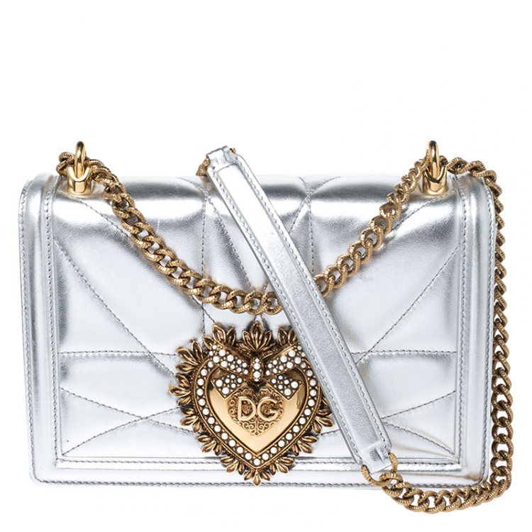 Dolce and Gabbana Metallic Silver Leather Medium Devotion Mordore Shoulder Bag  Dolce & Gabbana | TLC