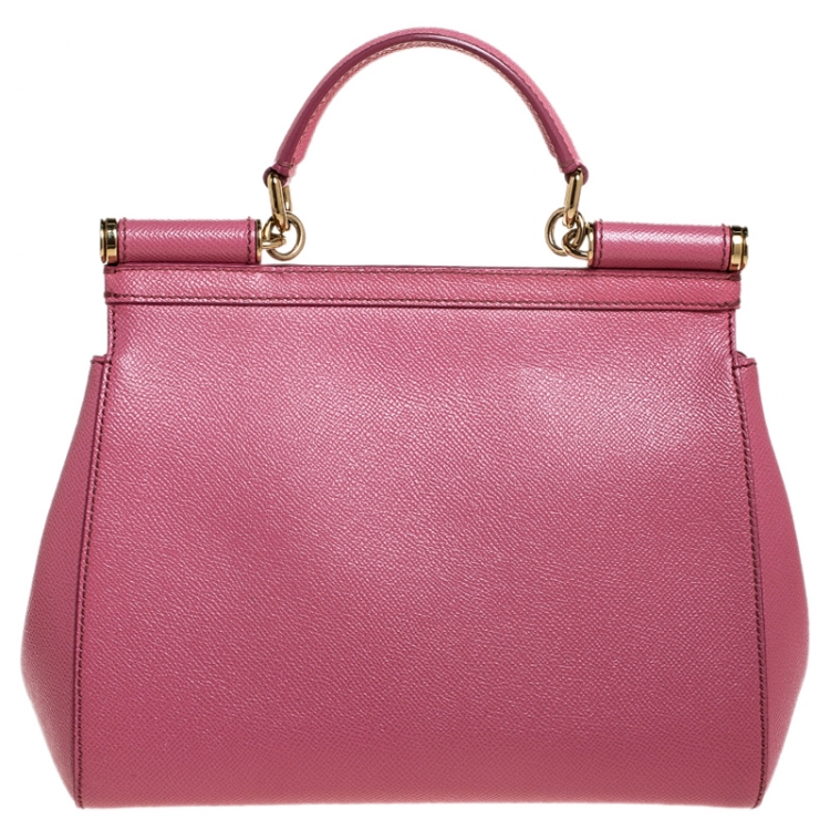 Pre Owned Dolce and Gabbana Pink Dauphine Leather Medium Miss Sicily Bag