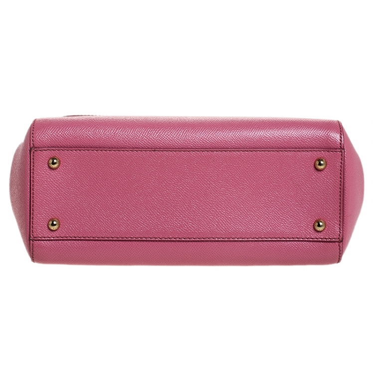 Pre Owned Dolce and Gabbana Pink Dauphine Leather Medium Miss Sicily Bag