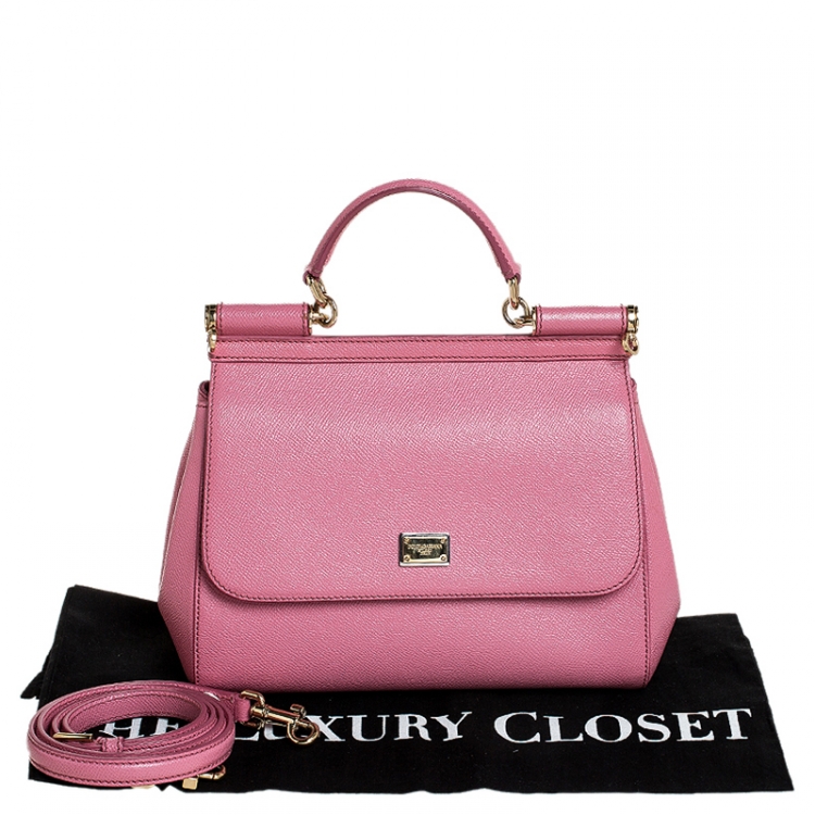 Pre Owned Dolce and Gabbana Pink Dauphine Leather Medium Miss Sicily Bag