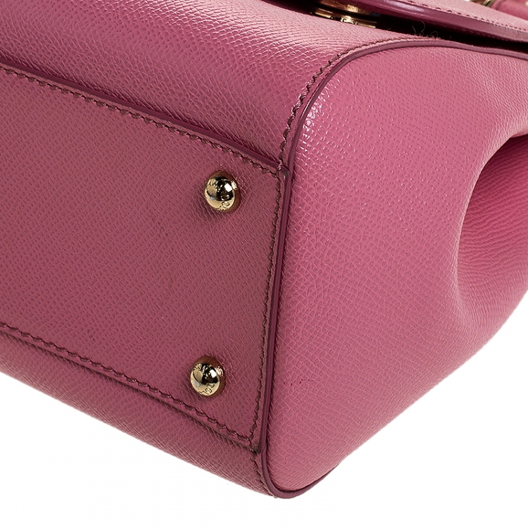 Pre Owned Dolce and Gabbana Pink Dauphine Leather Medium Miss Sicily Bag