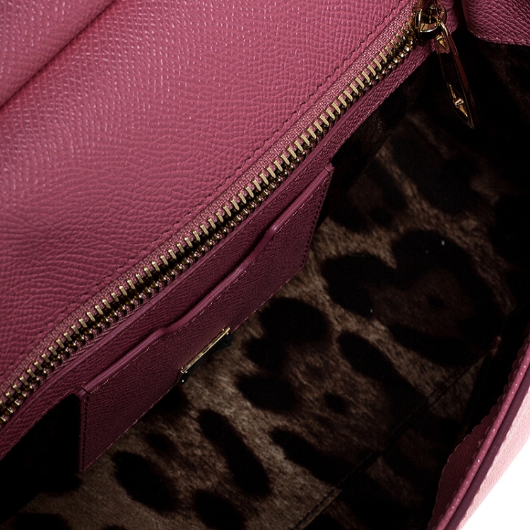 Pre Owned Dolce and Gabbana Pink Dauphine Leather Medium Miss Sicily Bag